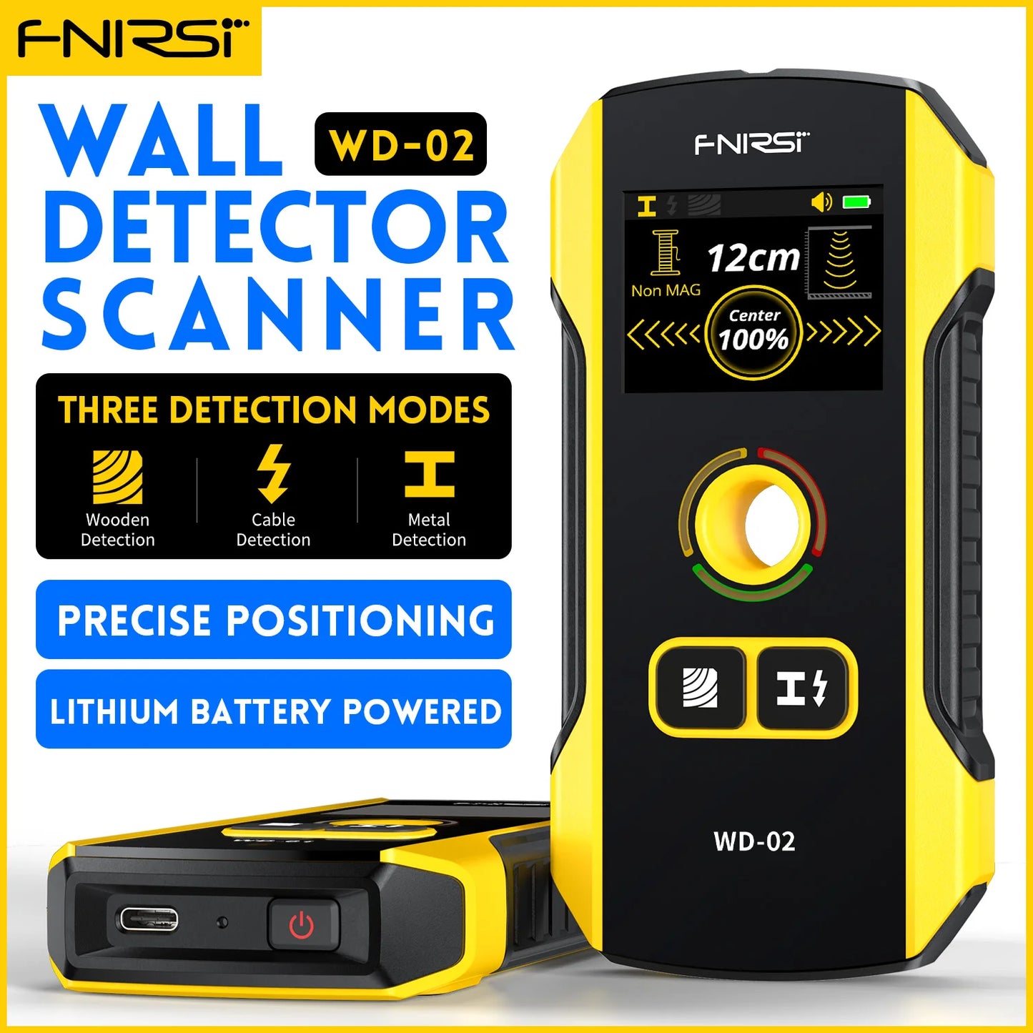 FNIRSI Wall Scanner – Metal Detector for AC Cables, Wires & Wood Studs