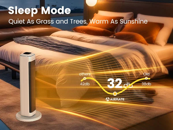 AIRMATE 25" Ceramic Tower Space Heater | Thermostat | Large Room | Indoor