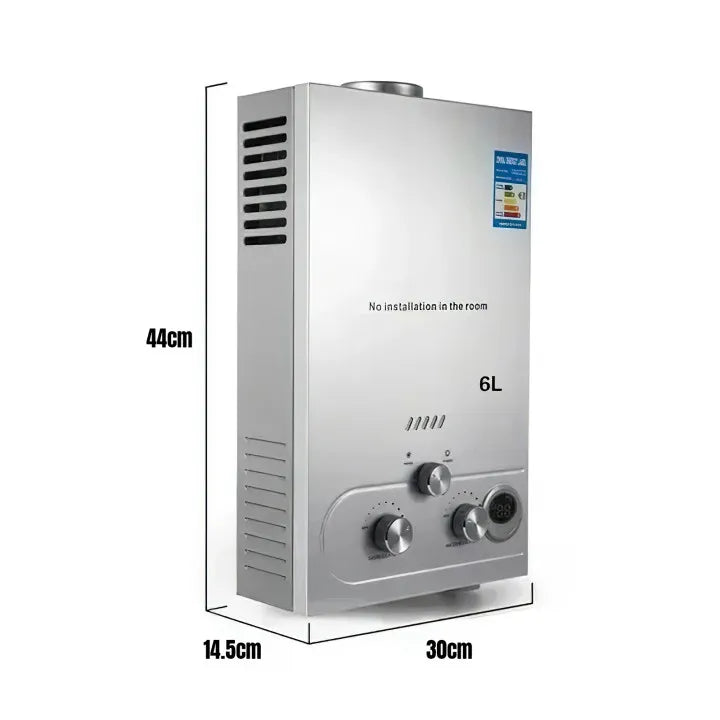 LPG Gas Water Heater 6L / 8L | Stainless Steel | Shower Kit | Camping & Home
