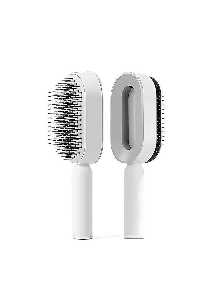 R.E.D. Shopping self-cleaning pet grooming brush with ergonomic handle for easy fur removal and cleaning.