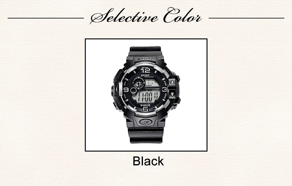 Men's Luminous Military LED Digital Watch - Waterproof, Silicone Strap, Calendar Display