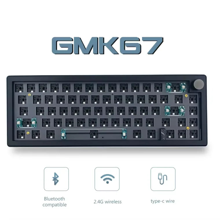 GMK67 Wireless Mechanical Keyboard Kit – 63 Keys, Bluetooth 5.0 / 2.4G / Wired, RGB Hot-Swap | Gaming & Custom Build