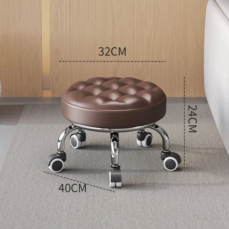 R.E.D. Shopping universal wheel stool with small size and four wheels, ideal for household use and children’s learning to walk.