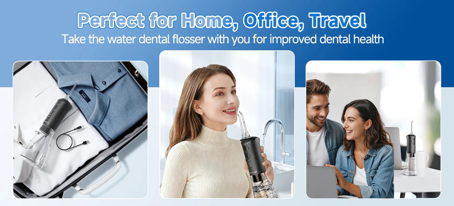 Electric Toothbrush & Water Flosser Combo – 3 Pressure Modes, 6 Jet Tips, 4 Brush Heads, 300ml Tank