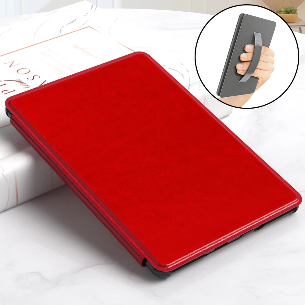 Kindle Paperwhite 12th Generation 2024 Case – Leather, Auto Sleep, Hand Strap