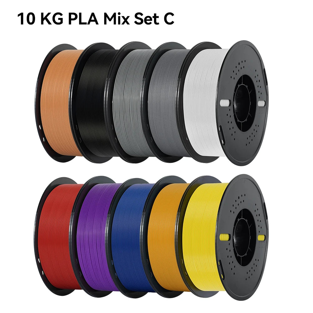 Multicolor PLA 3D Printer Filament – 10KG, 1.75mm, 10 Rolls x 1KG, Free Shipping