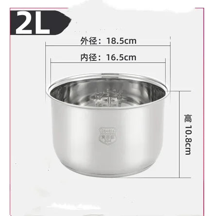 Stainless Steel 304 Rice Cooker Liner | 1.2L–8L | Compatible with Oxhaier, SKG & Universal Brands