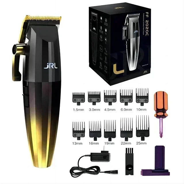 JRL 2020C Professional Hair Clipper & 2020T Trimmer – Cool Blade Technology, LCD Display, Rechargeable | Barber Set