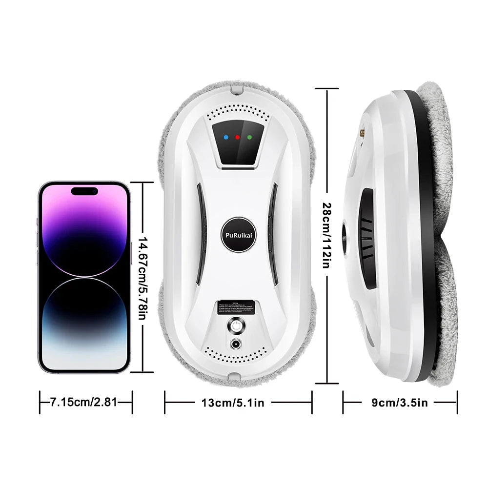 PuRuiKai AI Window Cleaning Robot – Smart Automatic, Streak-Free, Self-Cleaning, Ultra Quiet