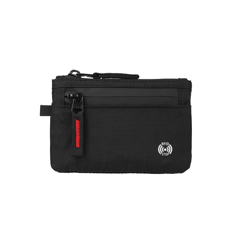 RFID Blocking Nylon Card Holder with Carabiner & Coin Purse