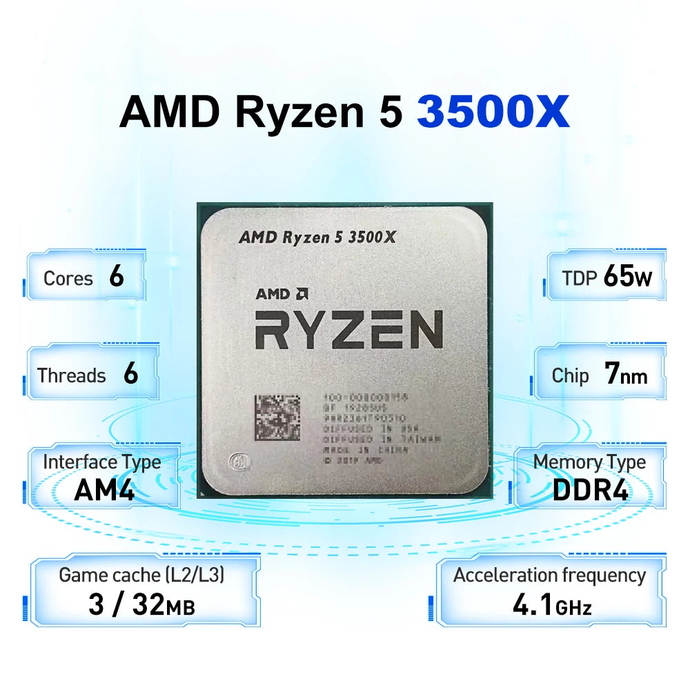 AMD Ryzen 5 3500X AM4 Processor – 6-Core, 3.6GHz, 65W