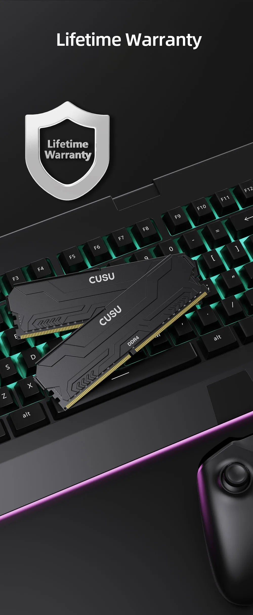 CUSU DDR4 Desktop RAM – 8GB / 16GB, 3200/3600MHz, XMP 2.0, Heatsink