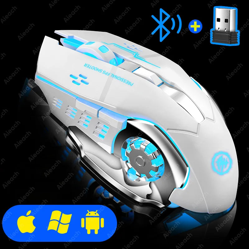 AIEACH Bluetooth Wireless Gaming Mouse – Rechargeable, RGB Backlight, E-Sports Style for PC