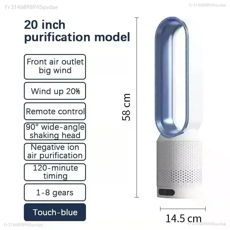 INSIS FEMME Bladeless Tower Fan – Ultra-Quiet Air Purification Circulation, Desk & Floor, Remote Control Option