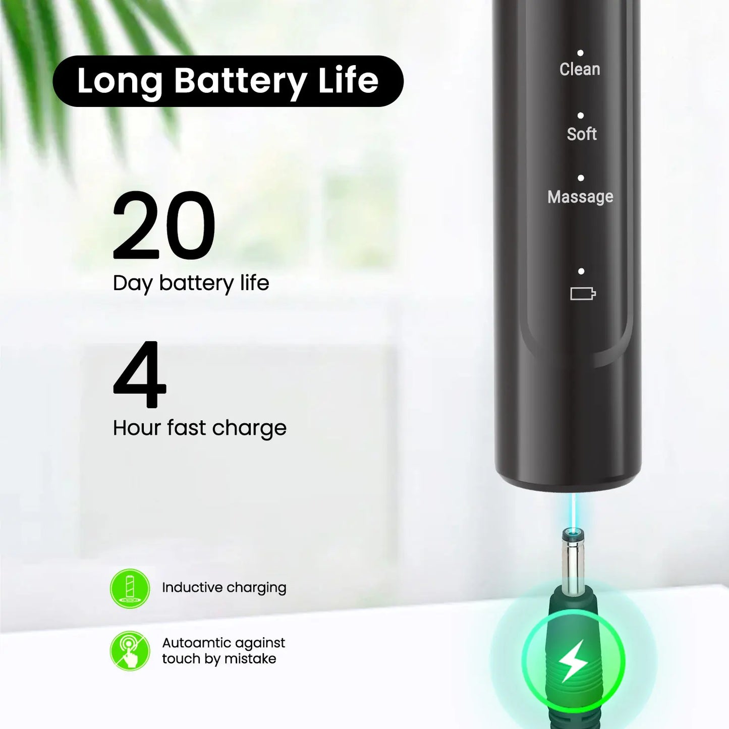 Fairywill T2233 Electric Toothbrush – Sonic Rotation, 4 Heads, 3 Modes, Rechargeable