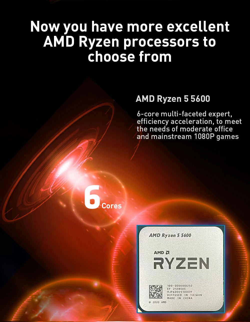 AMD Ryzen 5 5600 AM4 CPU – 6-Core, 4.4GHz Boost, 32MB Cache