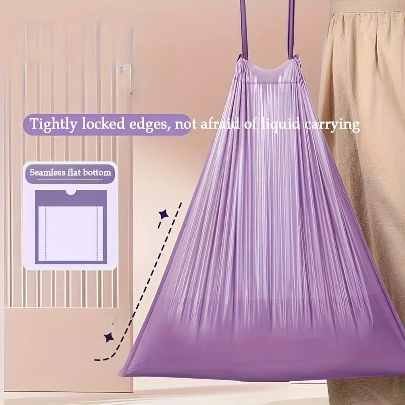 Purple Drawstring Trash Bags 100-Pack | 8L Thick Leak-Proof Garbage Bags