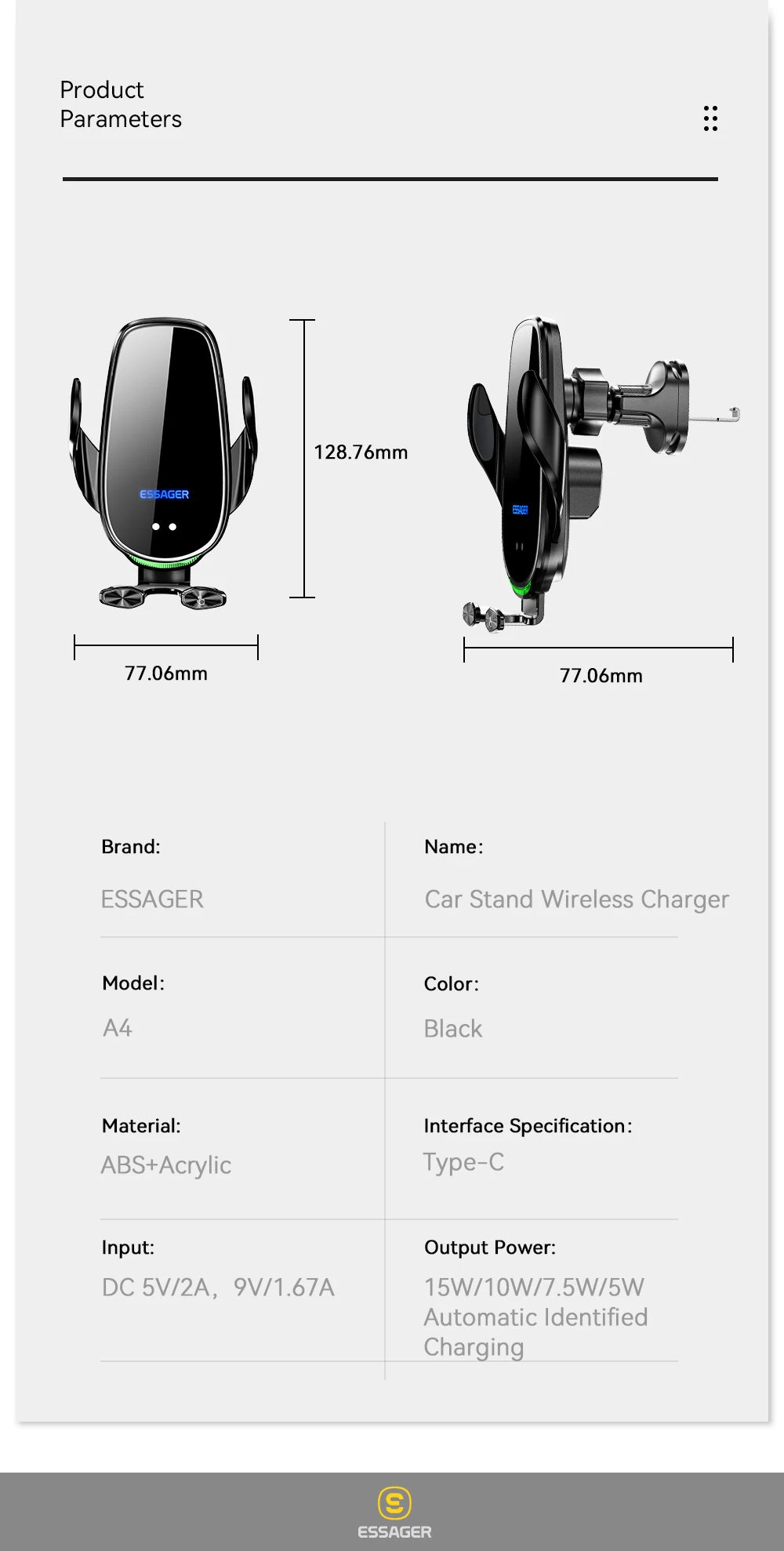 Essager 15W Wireless Car Charger Air Vent Mount – Fast Charging for iPhone, Xiaomi & Huawei