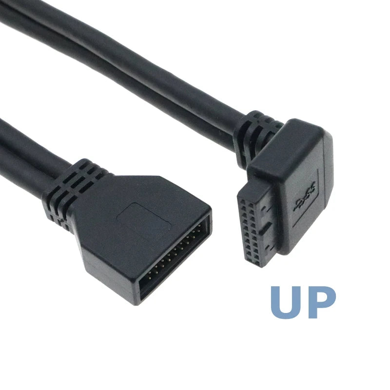 CableCC 90° USB 3.0 20-Pin Motherboard Extension Cable – Straight/Left/Right/Up/Down, 0.2m