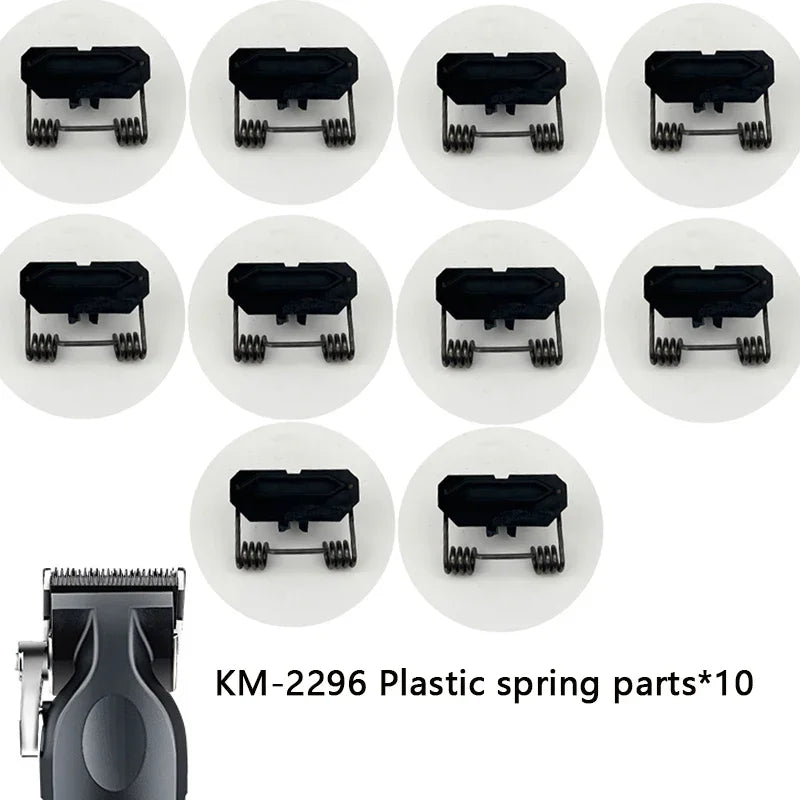 Kemei KM-2296 hair clipper replacement spring and plastic parts for professional hair cutting tools.