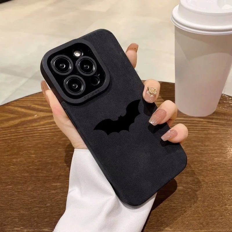 R.E.D. Shopping Cool Bat leather iPhone case with shockproof silicone protective cover, featuring a bat design for enhanced phone protection.