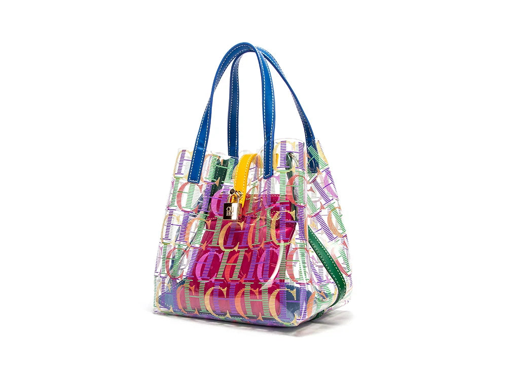 Transparent Letter Print Tote Bag - Large Capacity PVC Crossbody Shoulder Bag