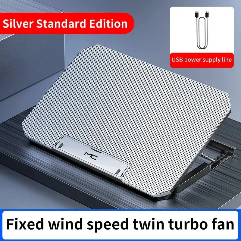 R.E.D. Shopping Q100 17-inch gaming laptop cooling pad with LED screen, dual USB ports, and 2600RPM fan stand for cooling.