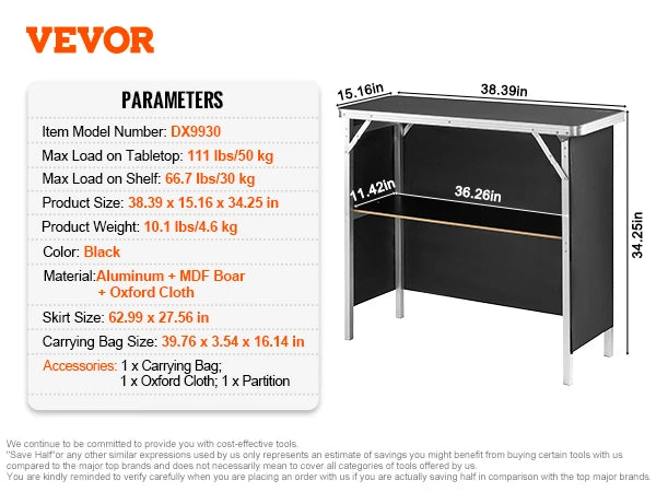 SucceBuy Portable Folding Bar Table | Trade Show Podium with Carrying Case