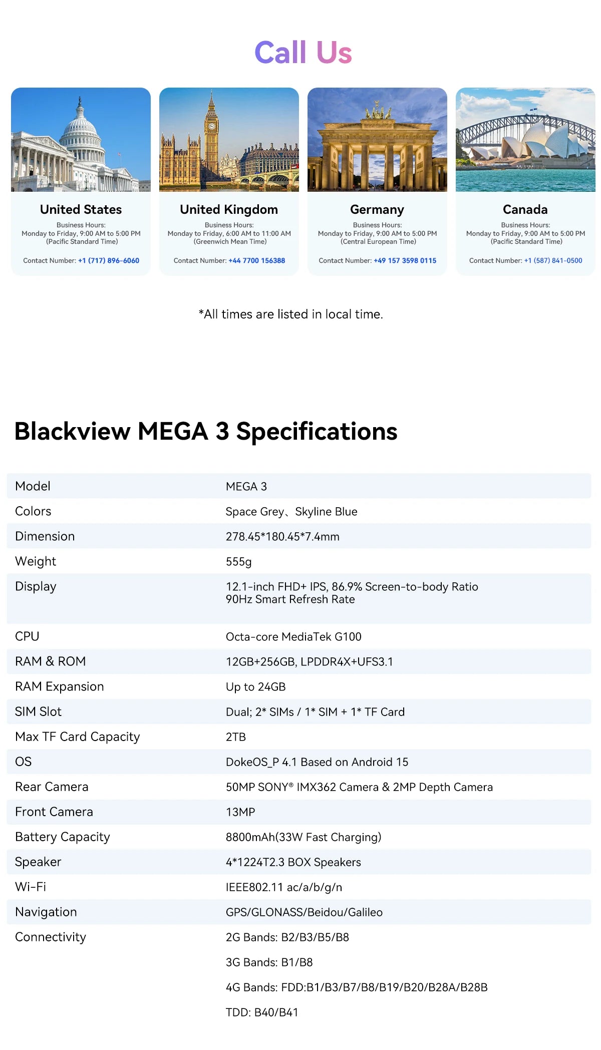 Blackview MEGA 3 Tablet | 12.1" 2.5K 90Hz | Android 15 | 12GB+256GB | 8800mAh 33W | 50MP | 4G