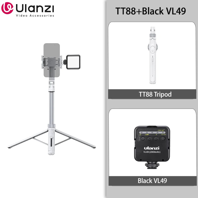 Ulanzi TT88 1.44M Overhead Selfie Stick Tripod – Magnetic Clamp, Wireless Remote, for Vlog & Live