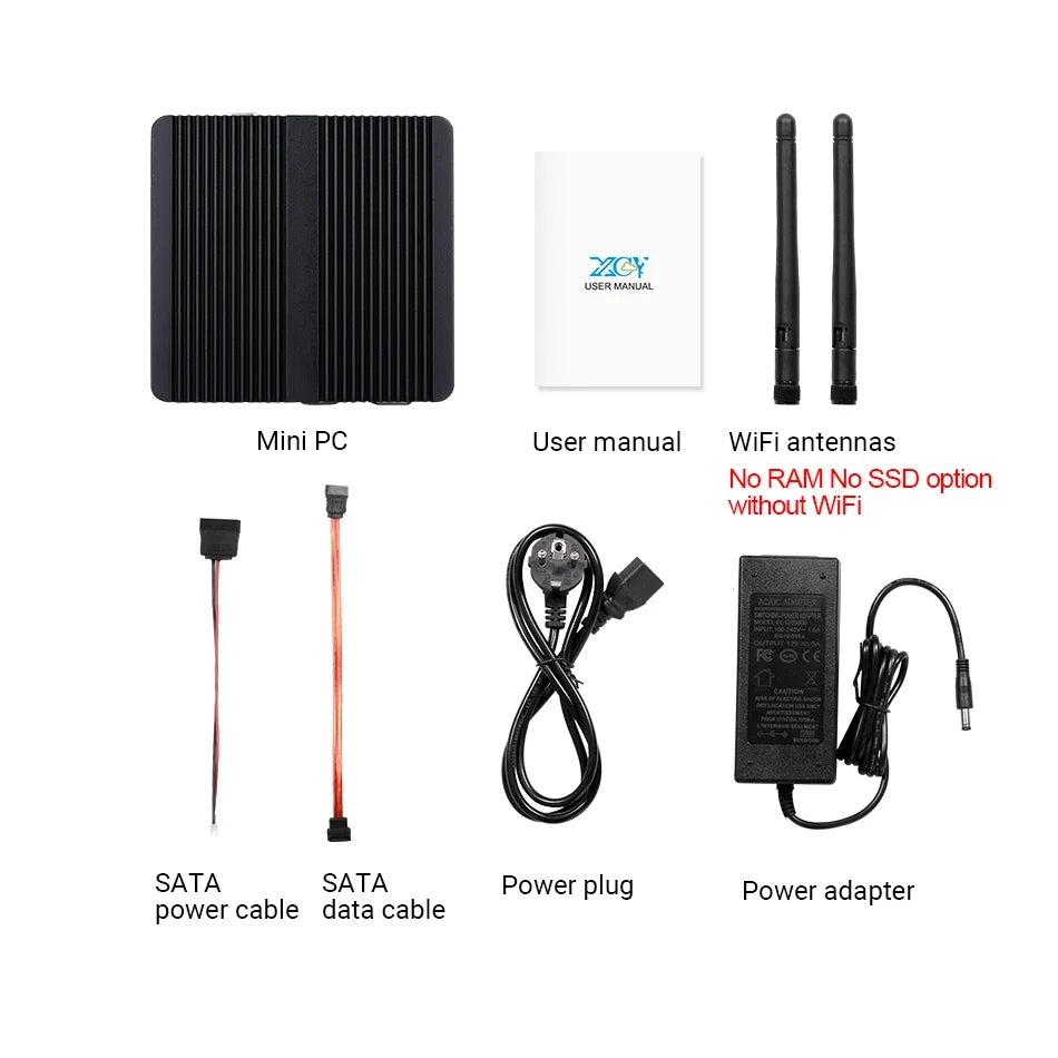 XCY Intel N150 Fanless Industrial Mini PC – 2x RS232, 2x LAN, 2x HDMI, WiFi, 4G, Win11