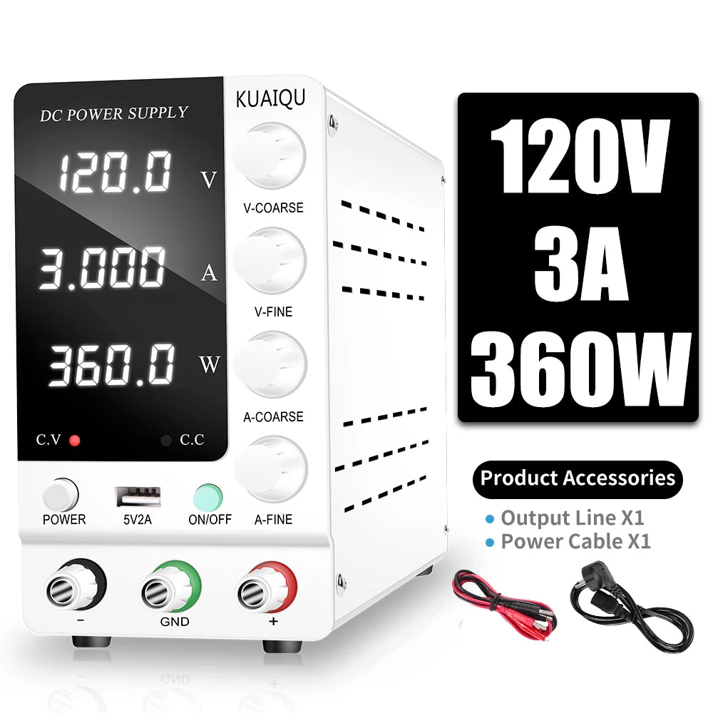 KUAIQU Adjustable DC Lab Bench Power Supply (30V–120V)