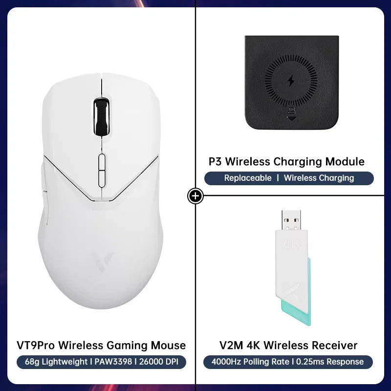 Rapoo VT9PRO Wireless Gaming Mouse – 68g Ultra-Light, PAW3395 26000DPI, 8K Polling, 8 Buttons
