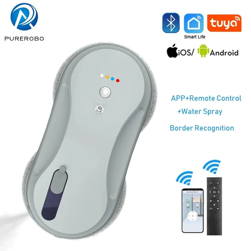 SHUYAO Window Cleaning Robot | Smart APP & Remote | Auto Water Spray | Anti-Fall