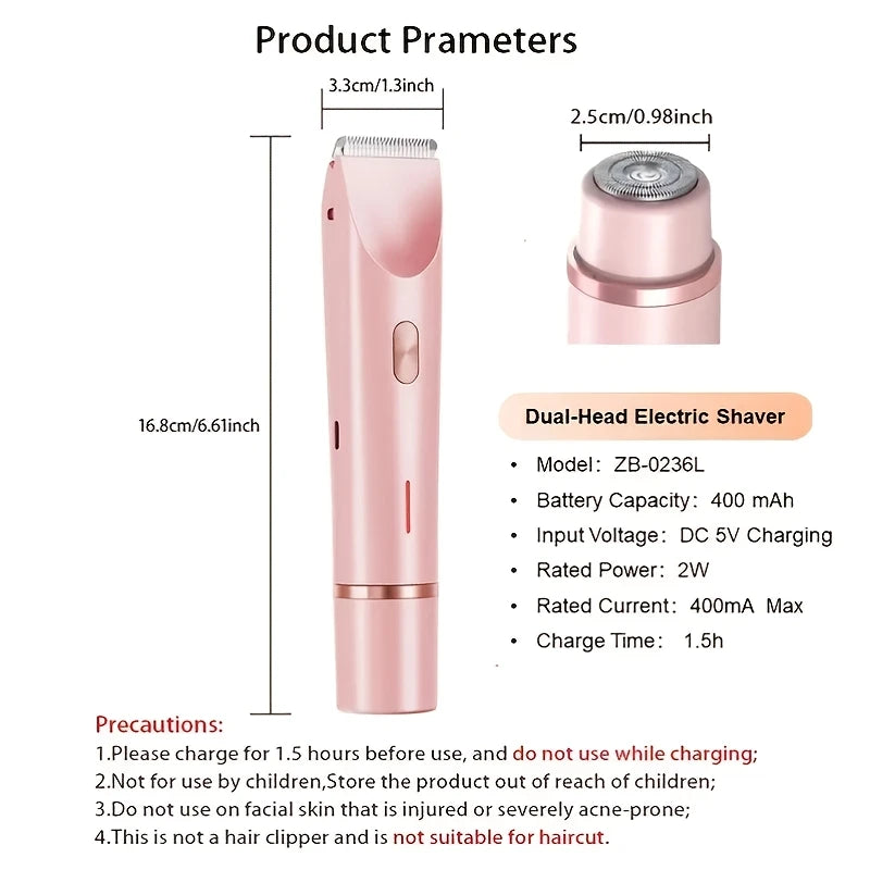 Women's Electric Hair Remover | Double Head Shaver, Private Area Trimmer, Valentine's & Christmas Gift