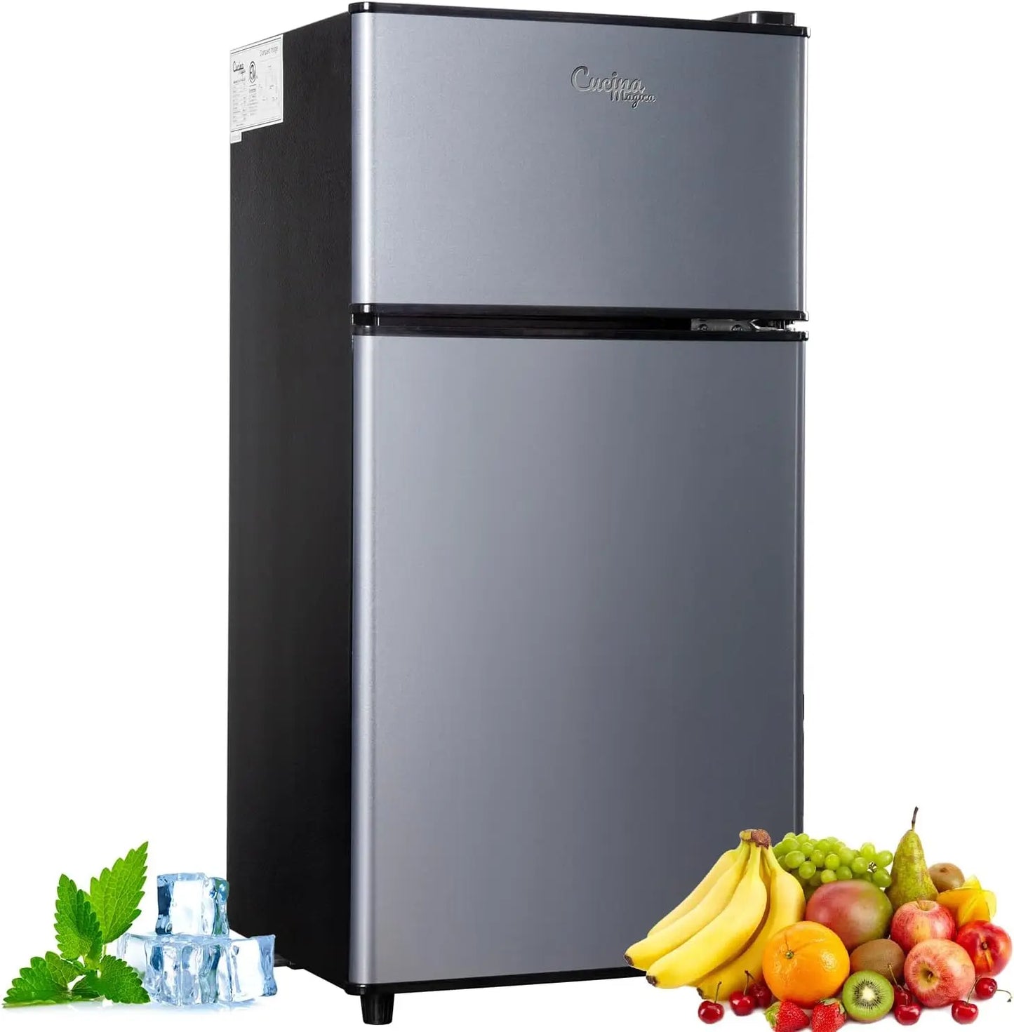 Mini Fridge with Freezer 2.9 Cu.Ft v3 | Double Door, 7-Level Thermostat, Energy Saving, Low Noise