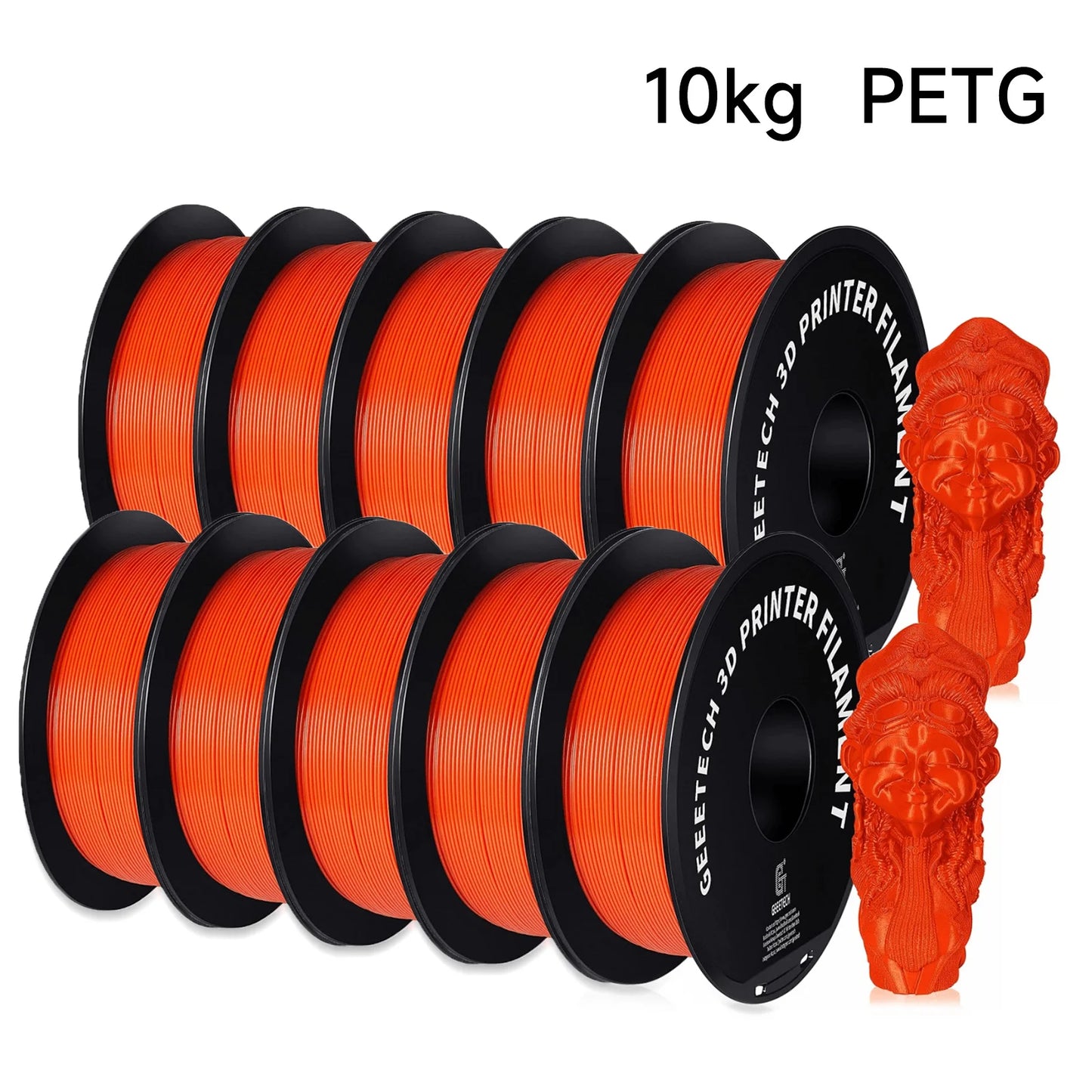 Geeetech PETG Filament – 10 Rolls x 1KG, 1.75mm, Vacuum Packed, for FDM 3D Printers