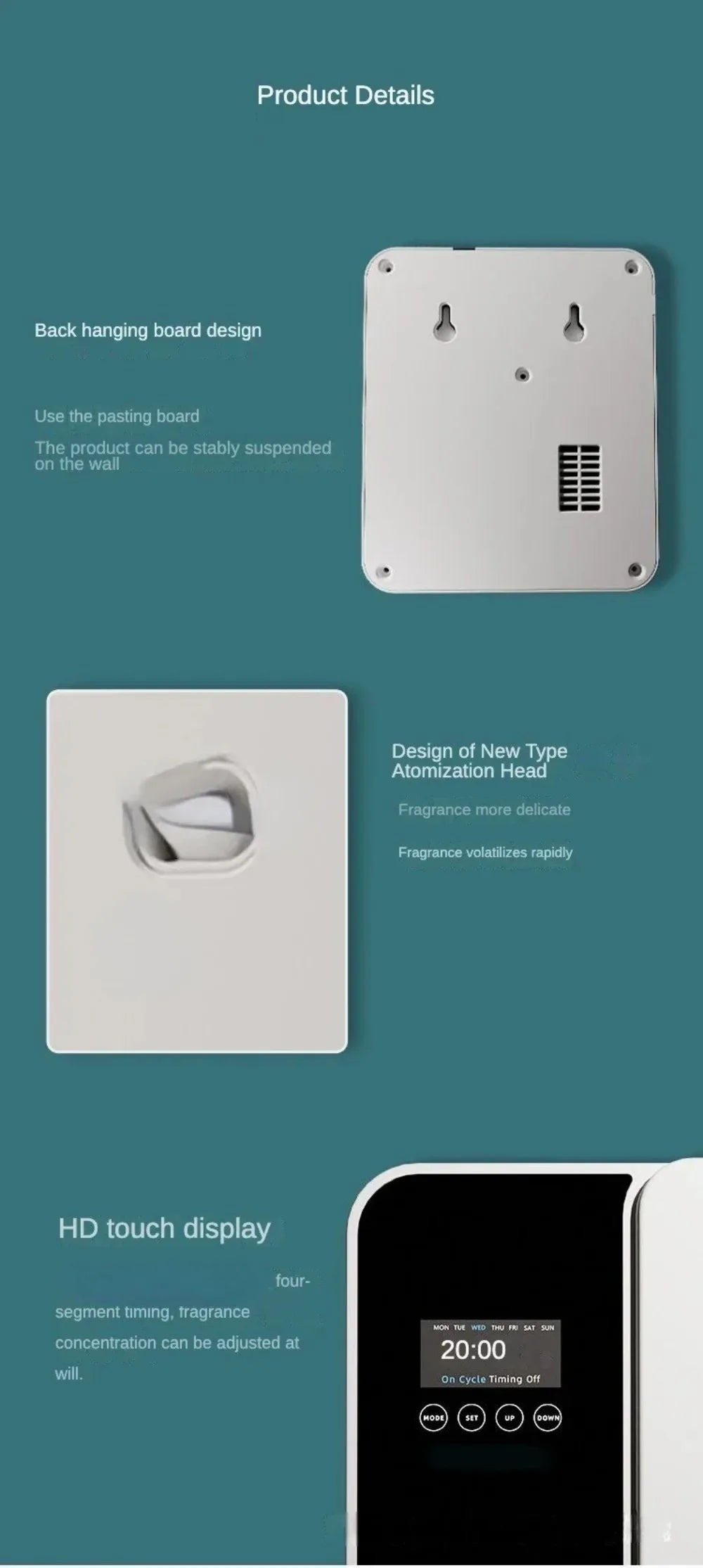 Wall Mounted Scent Diffuser 1000m³ – Bluetooth Essential Oil Fragrance Machine for Home & Hotel