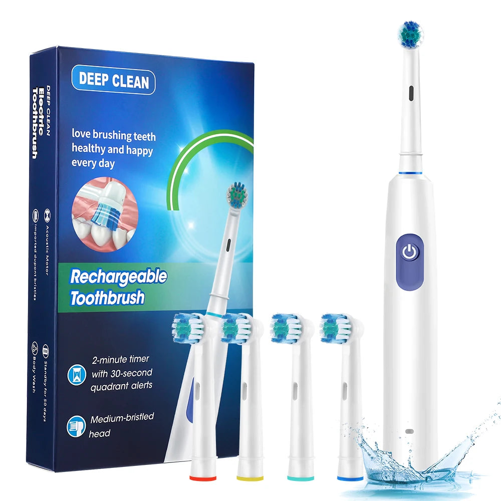 Sonic Rechargeable Electric Toothbrush – 5 Modes, 4 Brush Heads, Waterproof