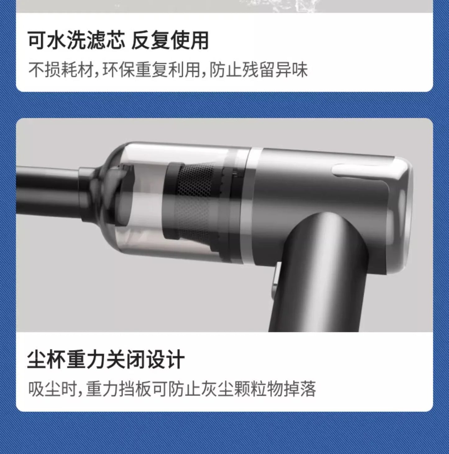 R.E.D. Shopping mini wireless car vacuum cleaner with 80W power, handheld design, blow and vacuum functions, portable for home and car use.