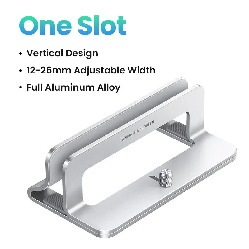 UGREEN Vertical Laptop Stand – Aluminum, Foldable, 1/2/3 Slots for MacBook Air, Pro & Tablets