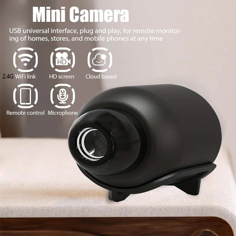 R.E.D. Shopping X5 Mini Hidden Security Camera showing compact design with 1080P resolution, night vision, and motion detection capabilities.