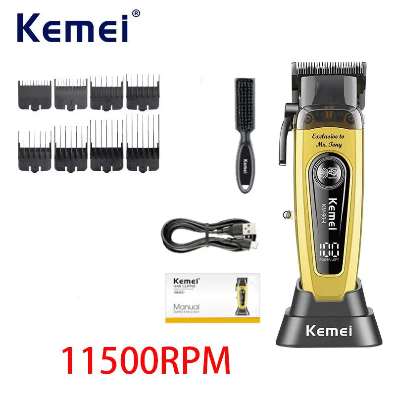 Kemei Professional Brushless Hair Clipper – 11500 RPM DLC Blade Cordless Trimmer