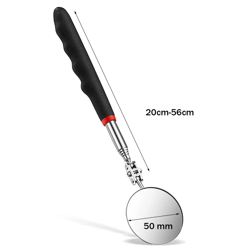 Telescopic LED Inspection Mirror | 360° Extending Mechanic Tool for Hard-to-Reach Areas
