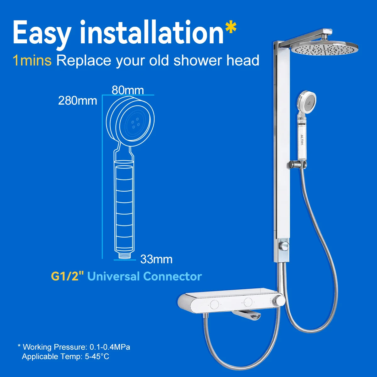 ALTHY High Pressure SPA Handheld Shower Head with Water Filter