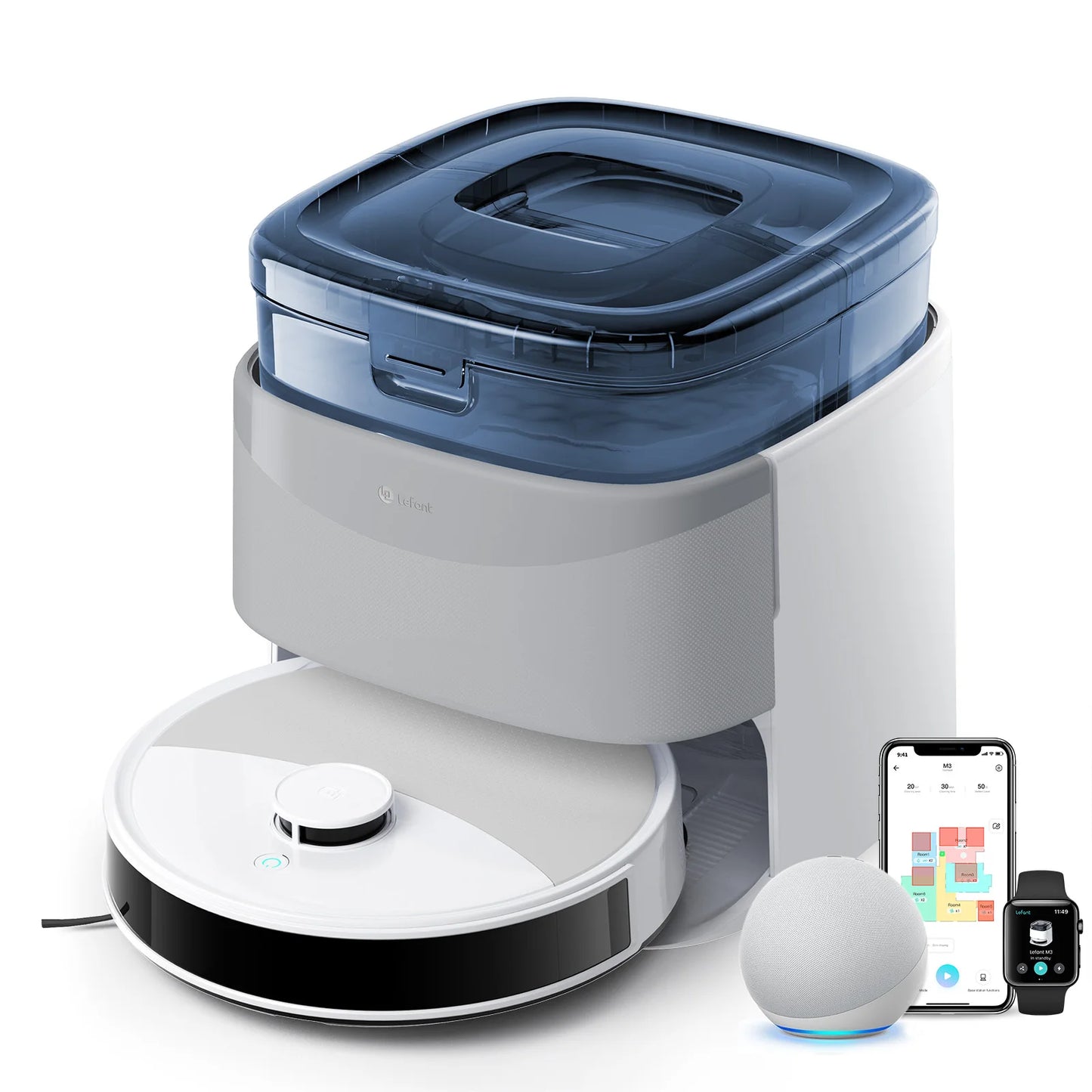 Lefant M3M3L Robot Vacuum & Mop | 12000Pa Suction, Anti-Tangle, Dual Spinning Mop, Auto Wash & Dry