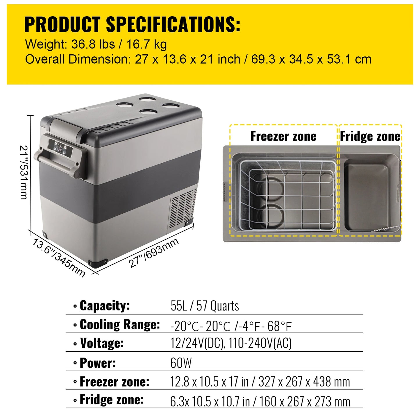 SucceBuy Portable Car Refrigerator 20L–55L | Compressor Cooler & Freezer | 12V/24V DC | Camping