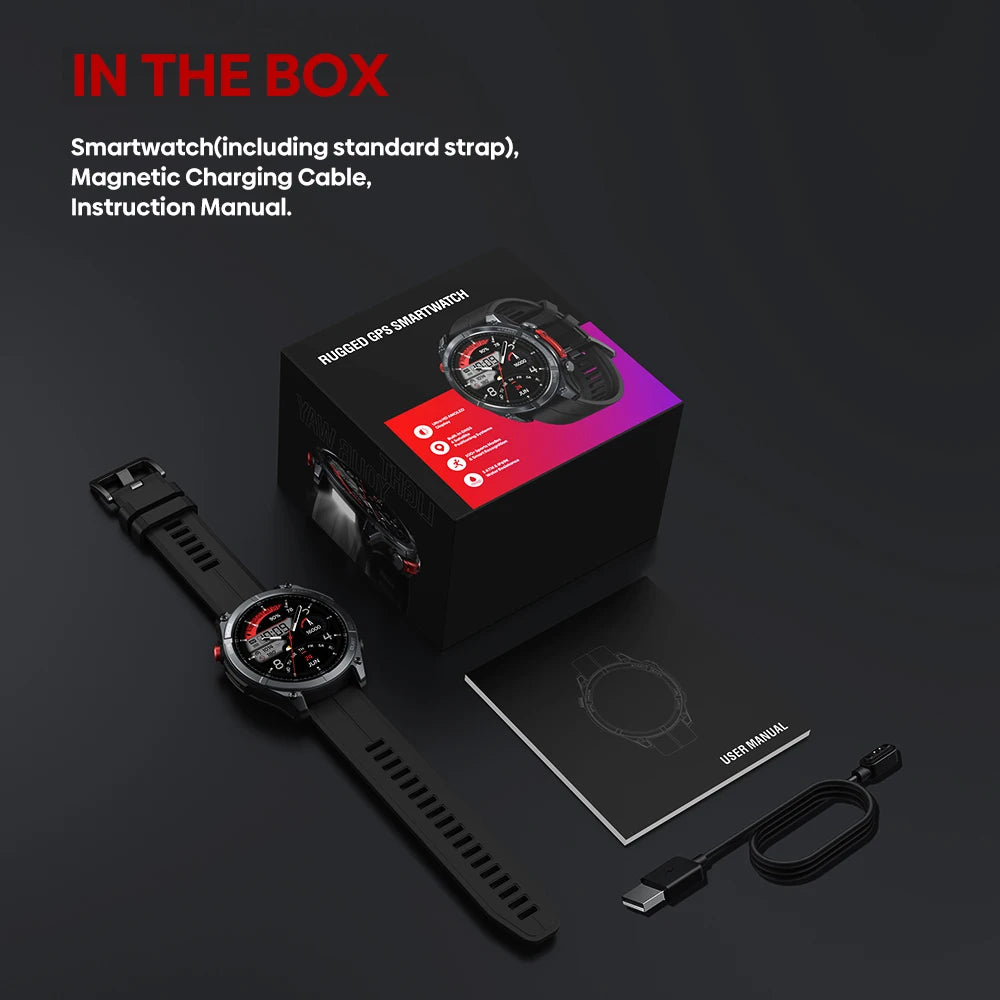 Ciberer Vertix Stratos 4 GPS Smart Watch – 1.43" AMOLED, Compass, Flashlight, 170+ Sports, 5ATM