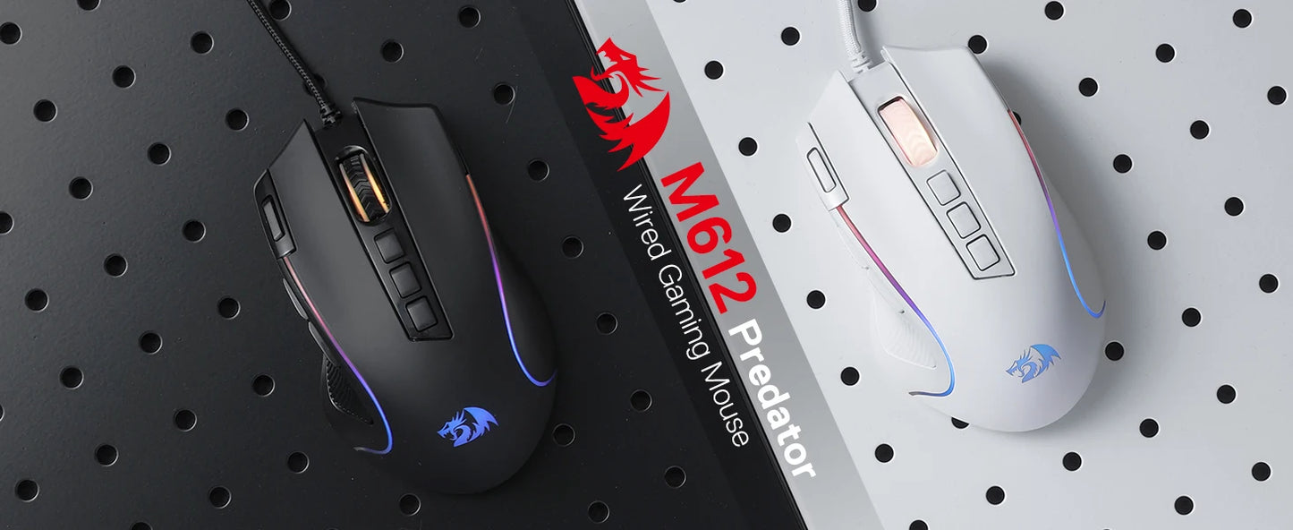 Redragon M612 Predator RGB Gaming Mouse – 8000 DPI, 11 Programmable Buttons, USB Wired
