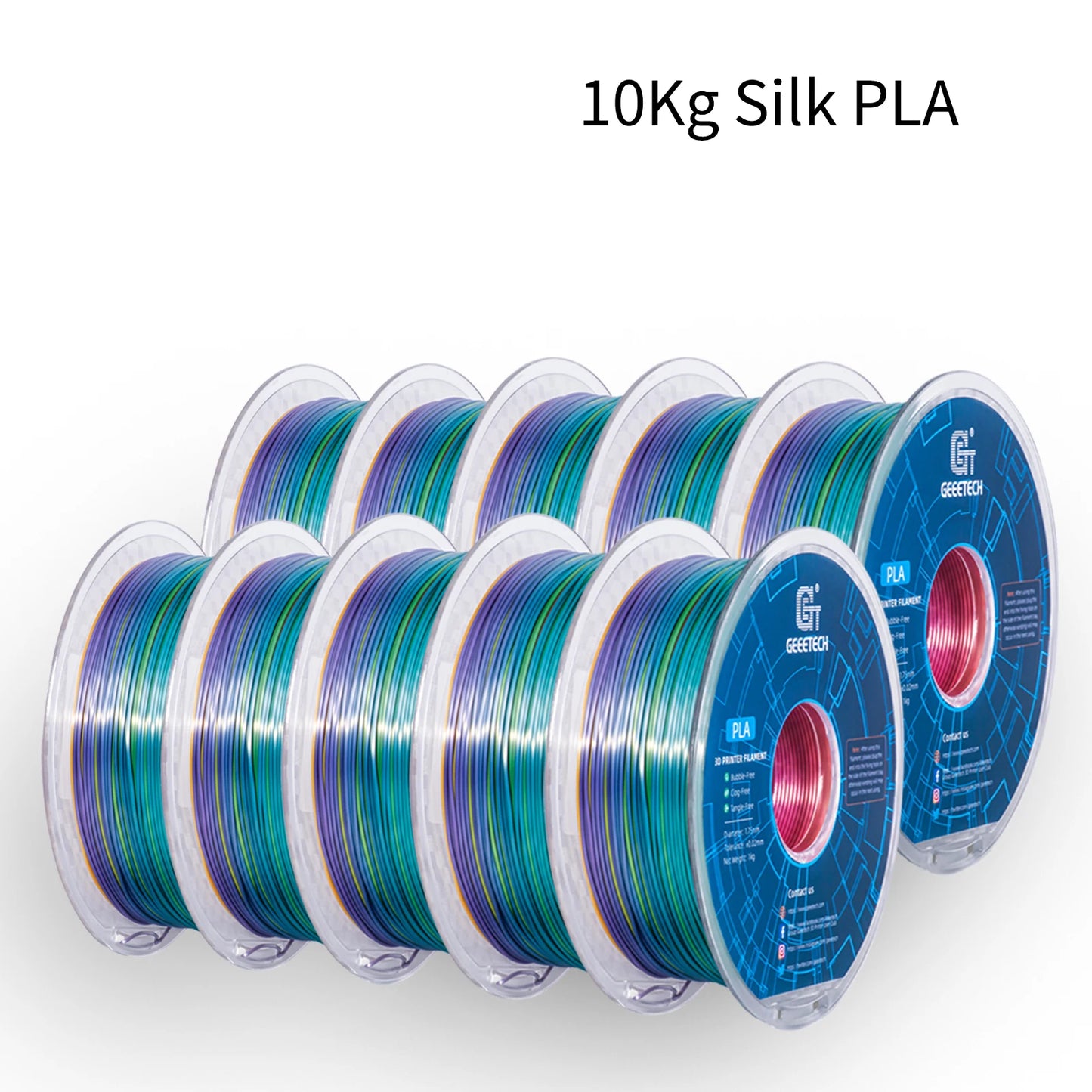 GEEETECH 3D Printer Filament – 10KG Box, 1.75mm Matte / PETG / Silk PLA / TPU / ABS, Safe Materials
